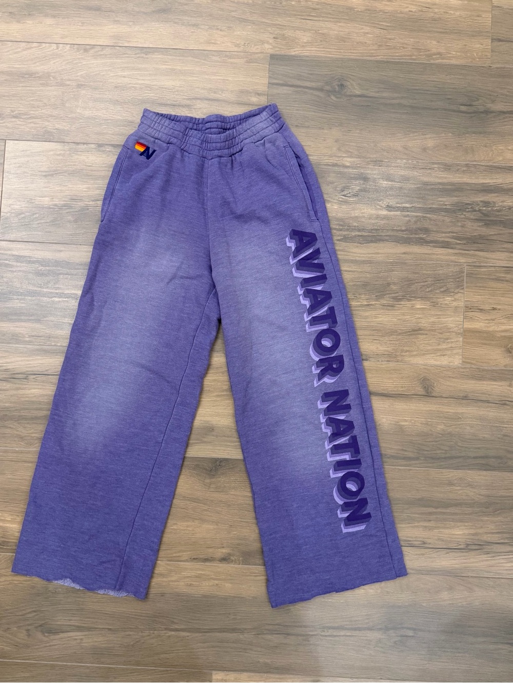 Aviator Nation Women’s Purple Wide-Leg Joggers with Side Logo